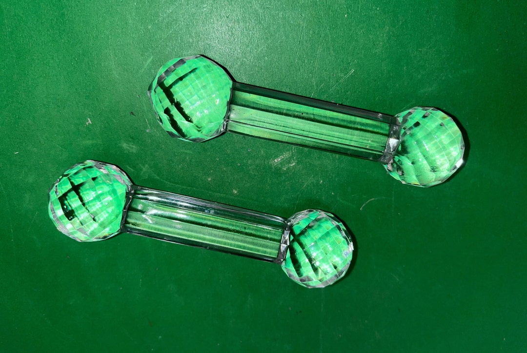 2 Vintage Crystal Knife Rest, Faceted Crystal Knife Rest, 4 1/2 Faceted
