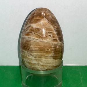 Polished Natural Marble Egg, Natural Ringed Egg, Natural Stone Ringed Beige Brown Egg, 2 3/4&quot; Stone Egg, Brown Beige Polished Rock Egg