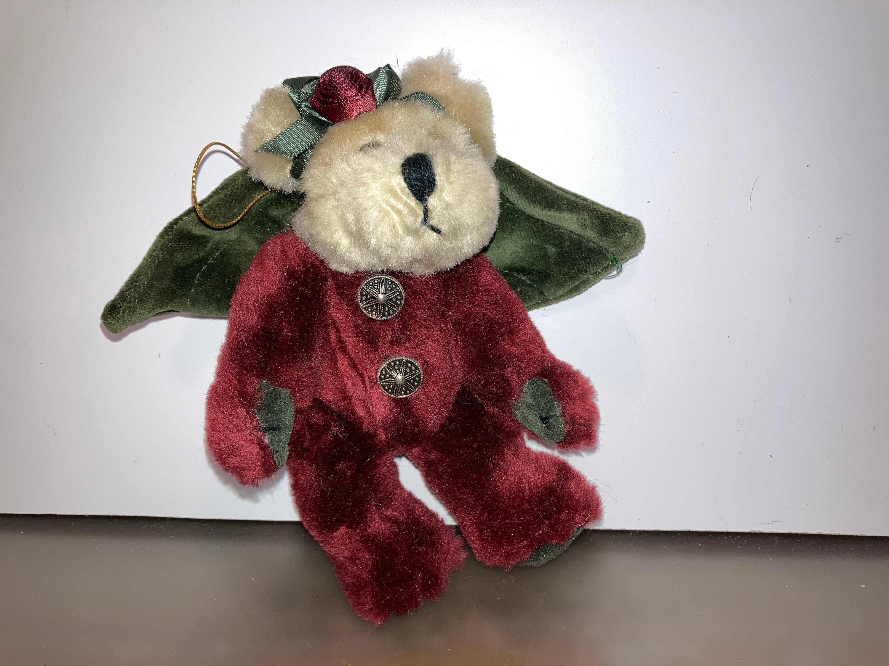 Vintage Boyd Christmas Angel Bear, Plush Burgundy Red Angel Bear