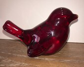 Fenton RED Bird Figure, Vintage Fenton Glass Bird, Fenton Bird Figures, Fenton Love bird, Fenton RED Bird of Love, Red Glass Sparrow
