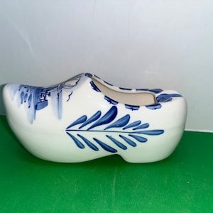 Vintage Blue Delfts Clog, Delfts Blue White Shoe, 5&quot; Blue White Delft Shoe, Signed Delft Clog, Mint