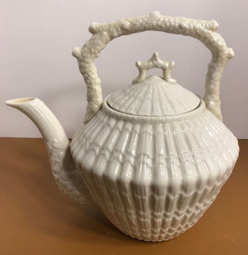 Vintage Belleek Irish Limpet Teapot Belleek Teapot Kettle Etsy