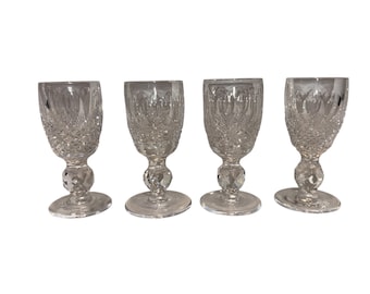 4 Vintage Waterford Colleen Cordial, Waterford Colleen Short Stem Cordial Glasses, Signed Waterford 3 1/4" Shot Glasses, Mint