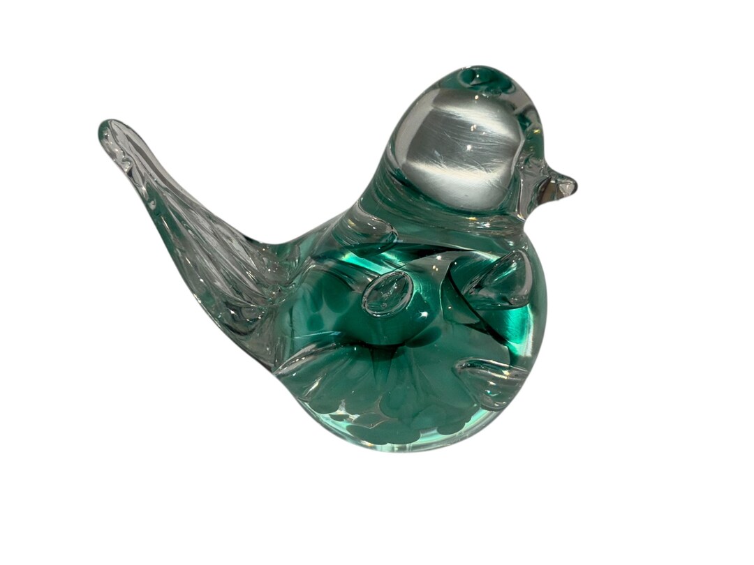 Prestige Bird Paper Weight, Art Glass Mint Green Swirl Paperweight ...