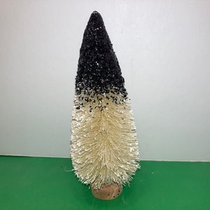 Natural Bottle Brush Tree, Natural Black Bottle Brush Tree, Christmas Bottle Brush Art Deco Tree, Vintage Natural Black Glitter Tree