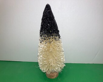 Natural Bottle Brush Tree, Natural Black Bottle Brush Tree, Christmas Bottle Brush Art Deco Tree, Vintage Natural Black Glitter Tree