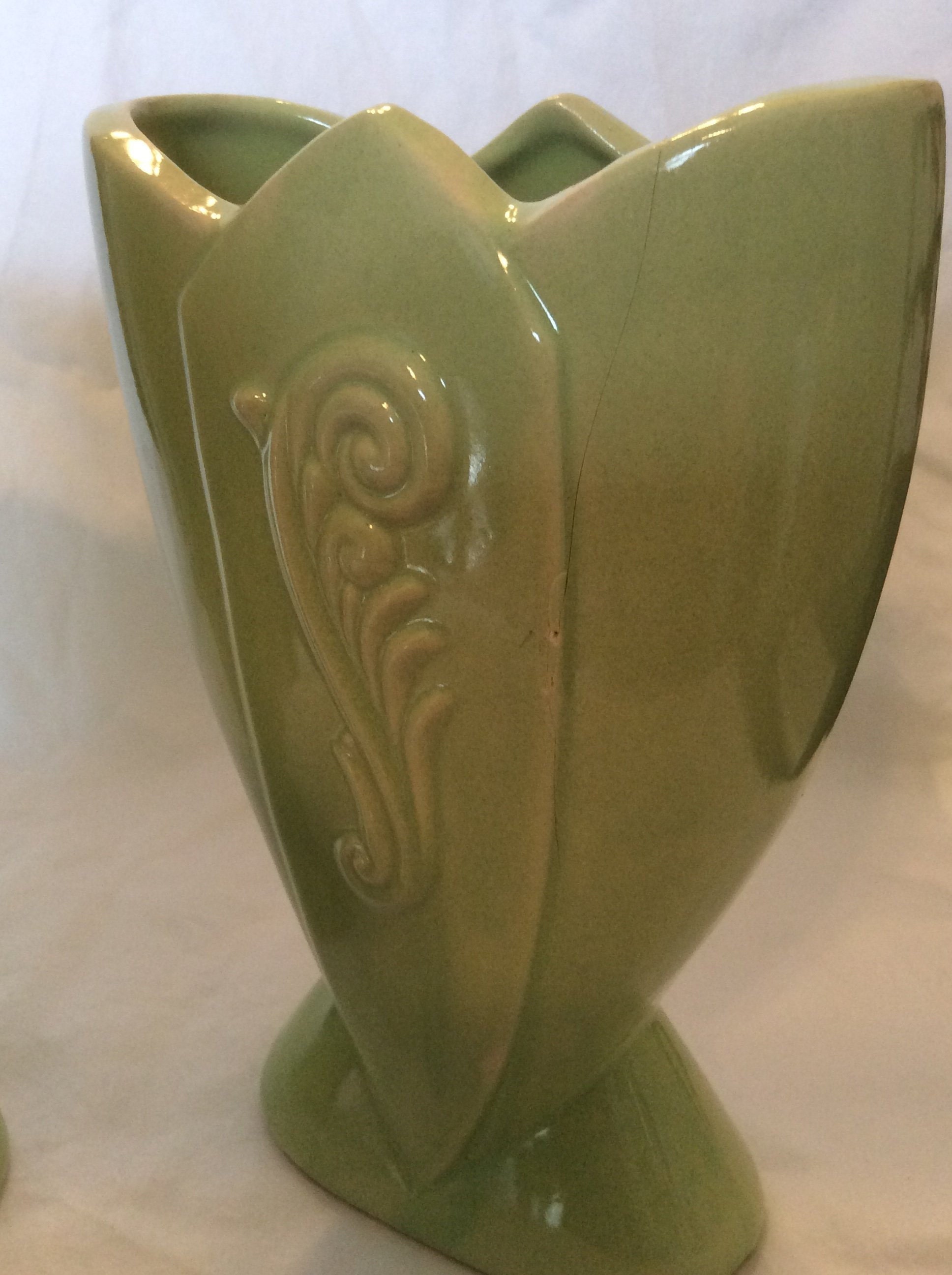 Deco Art Pottery Vases Green Pottery Vase Pottery Lime Green Etsy