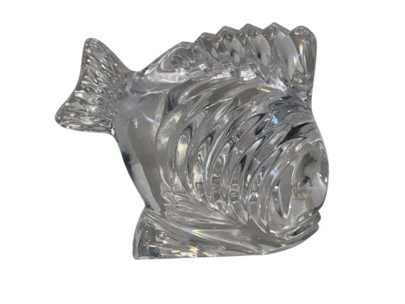 Vintage Waterford Fish Paperweight, Signed Waterford Crystal Paperweight, Crystal Angel Fish Paper Weight, Desk Accessories,  Mint