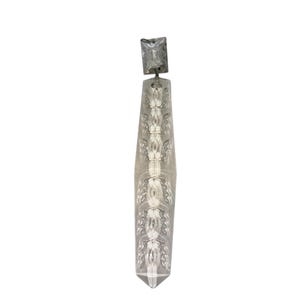 Antique French Spear Crystal Prism, 6 7/8&quot; French Carved Prism, 5 3/4&quot; Pointed Prism Bars, 1&quot; Square Carved Prisms, Good