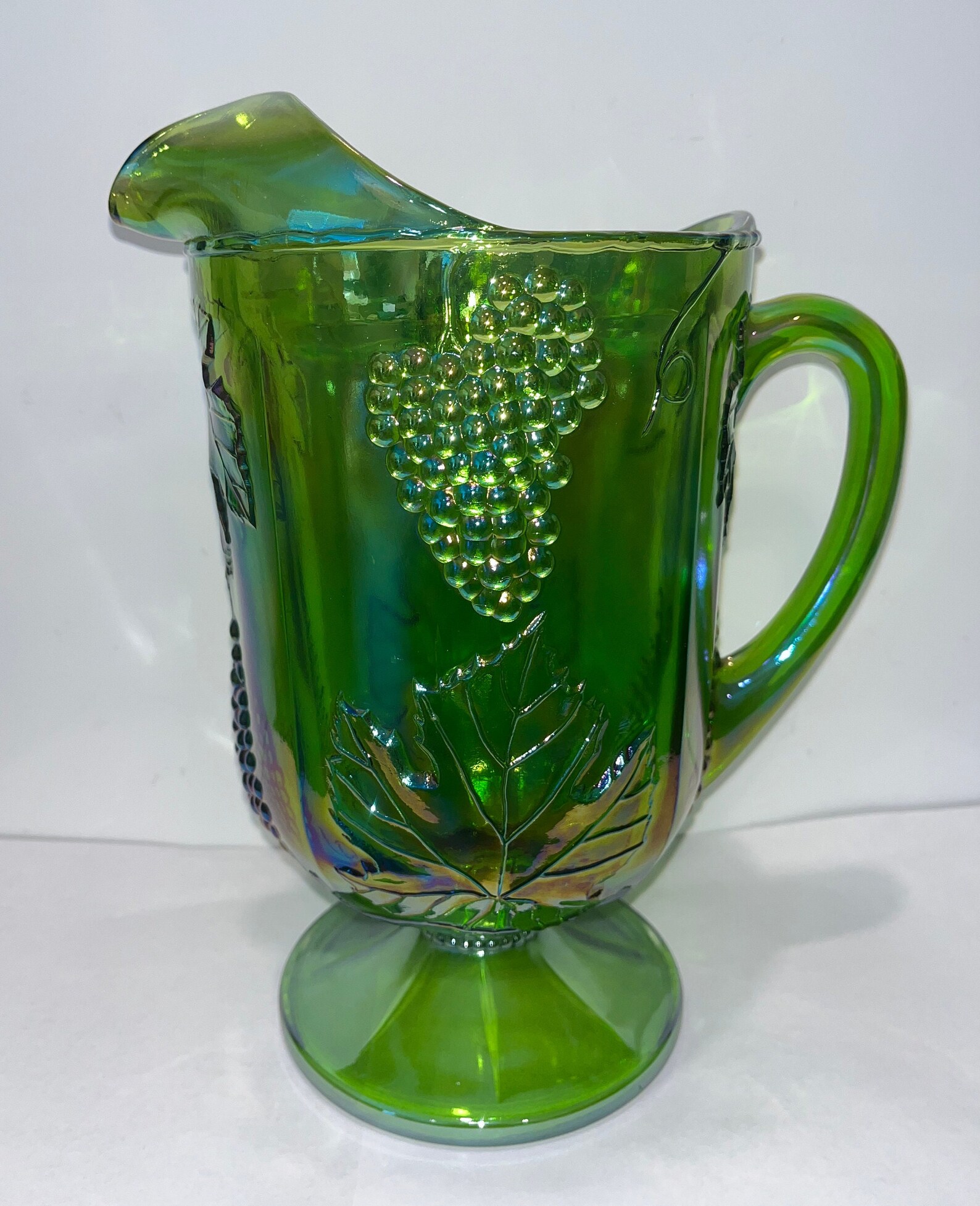 Green Carnival Glass Pitcher