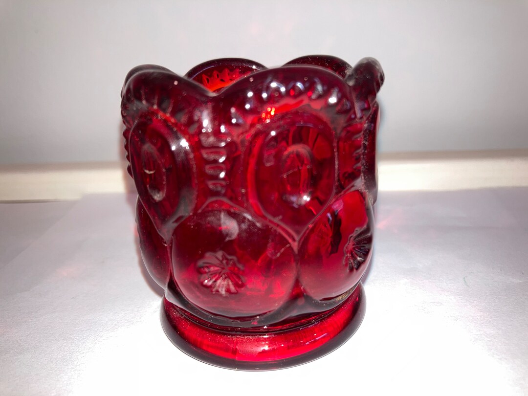 Vintage LE Smith Red Glass Toothpick, Moon and Stars Ruby Red Glass