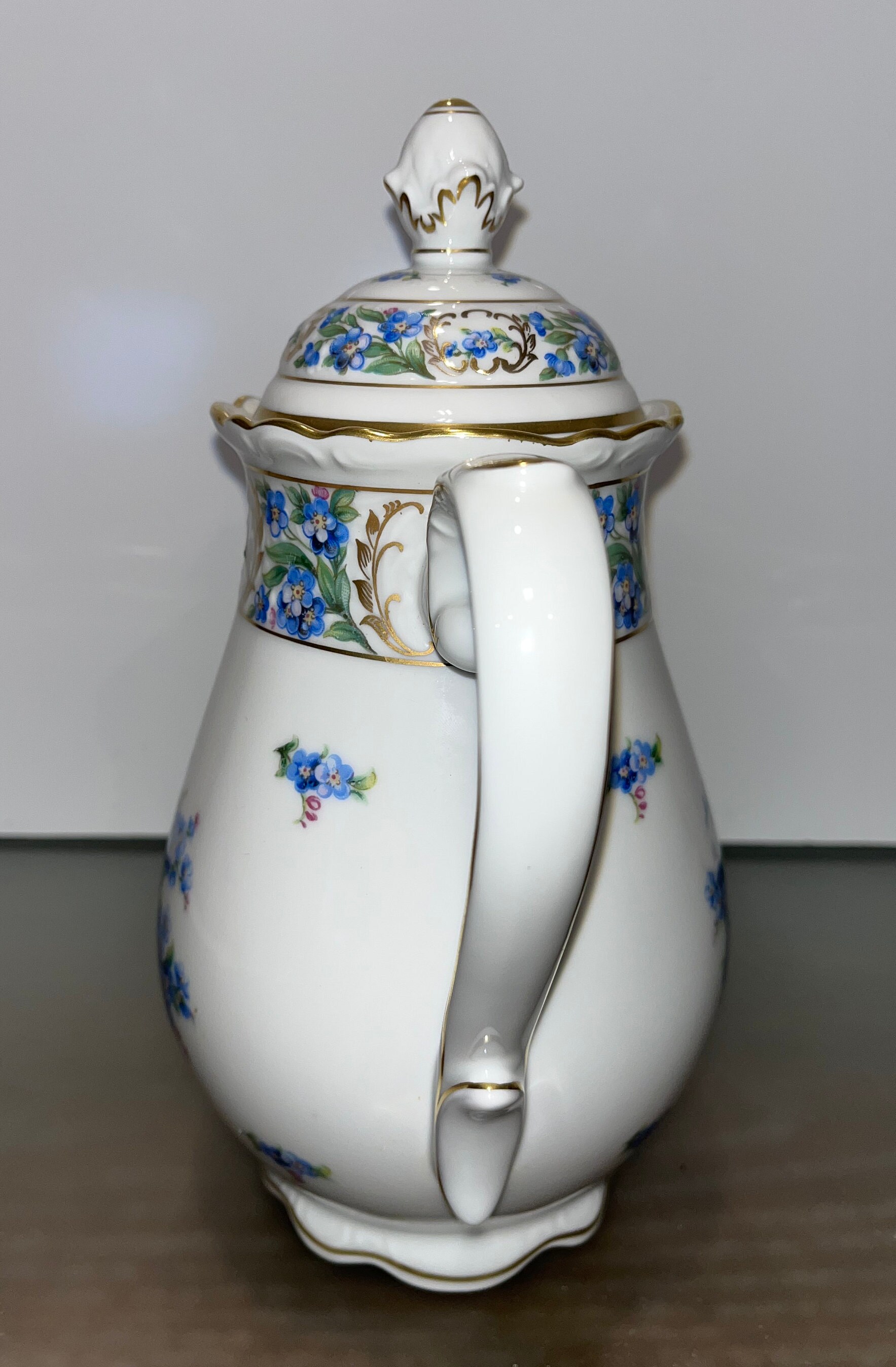 Schumann Bavaria Forget Me Not Tea Pot, Antique Schumann Blue 