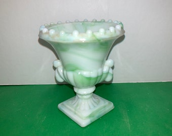 Vintage Green Slag Urn Glass Toothpick, Vouge Green White Glass Toothpick Holder, Vouge USA Urn Toothpick Holder, USA Glass Toothpick, Mint