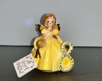 Vintage Josef Originals Birthday 8, Vintage Josef Angel 8th Girl, Joseph Dress 8, Josef Dolls, Josef Angel Hat Yellow Dress, with Tags, Mint