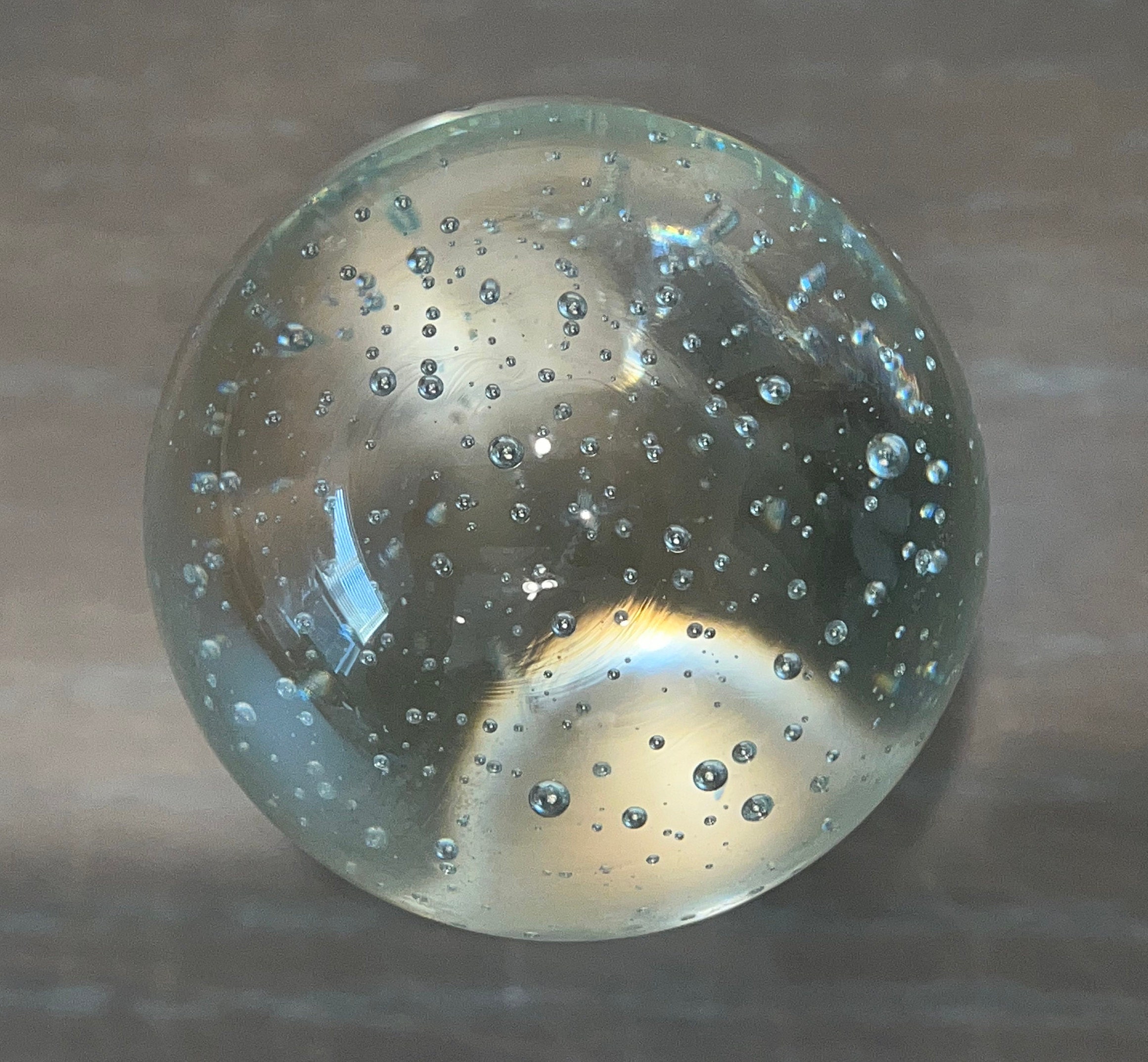 Paperweight Glass Oval Controlled Bubble Spider Web