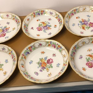 6 Schumann Empress Soup Bowls Antique Schumann Germany Floral | Etsy