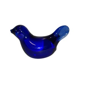 Miniature Cobalt Glass, Mini Blue Bird, Mini Cobalt Blue Bird, 1 1/2&quot; Blue glass bird, CHIPPED BEAK