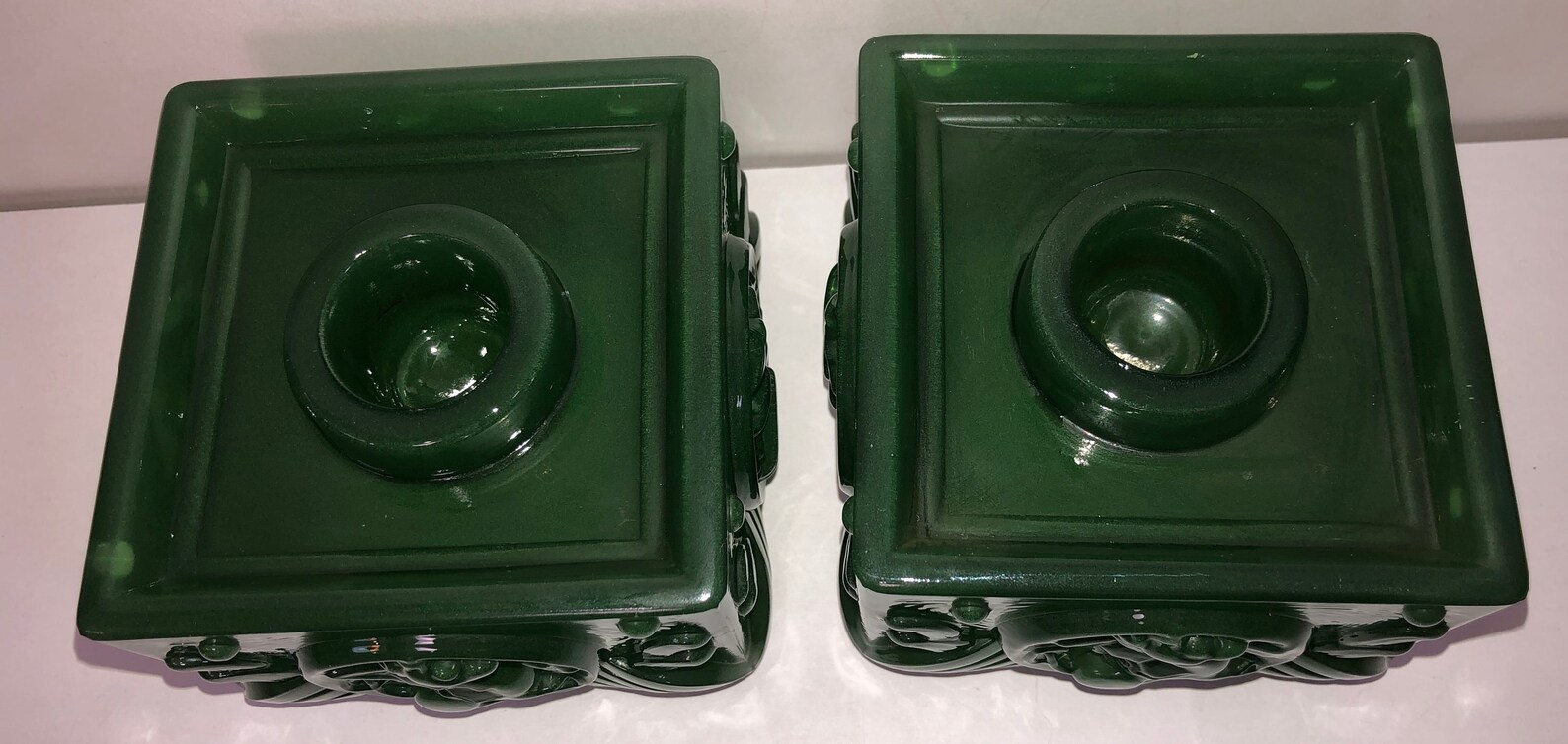 Pair of Imperial Glass Jade Candle Holders Imperial Glass Etsy