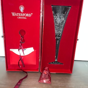 Waterford Partridge in Pear Tree Champagne, Vintage Waterford 12 Days of Christmas Champagne Flute, Waterford 135431, Waterford 12 Days, Box