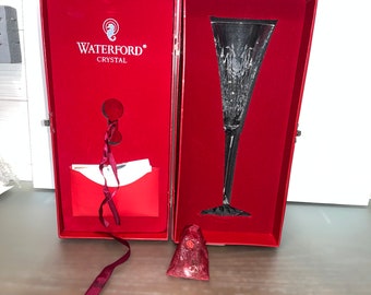 Waterford Partridge in Pear Tree Champagne, Vintage Waterford 12 Days of Christmas Champagne Flute, Waterford 135431, Waterford 12 Days, Box