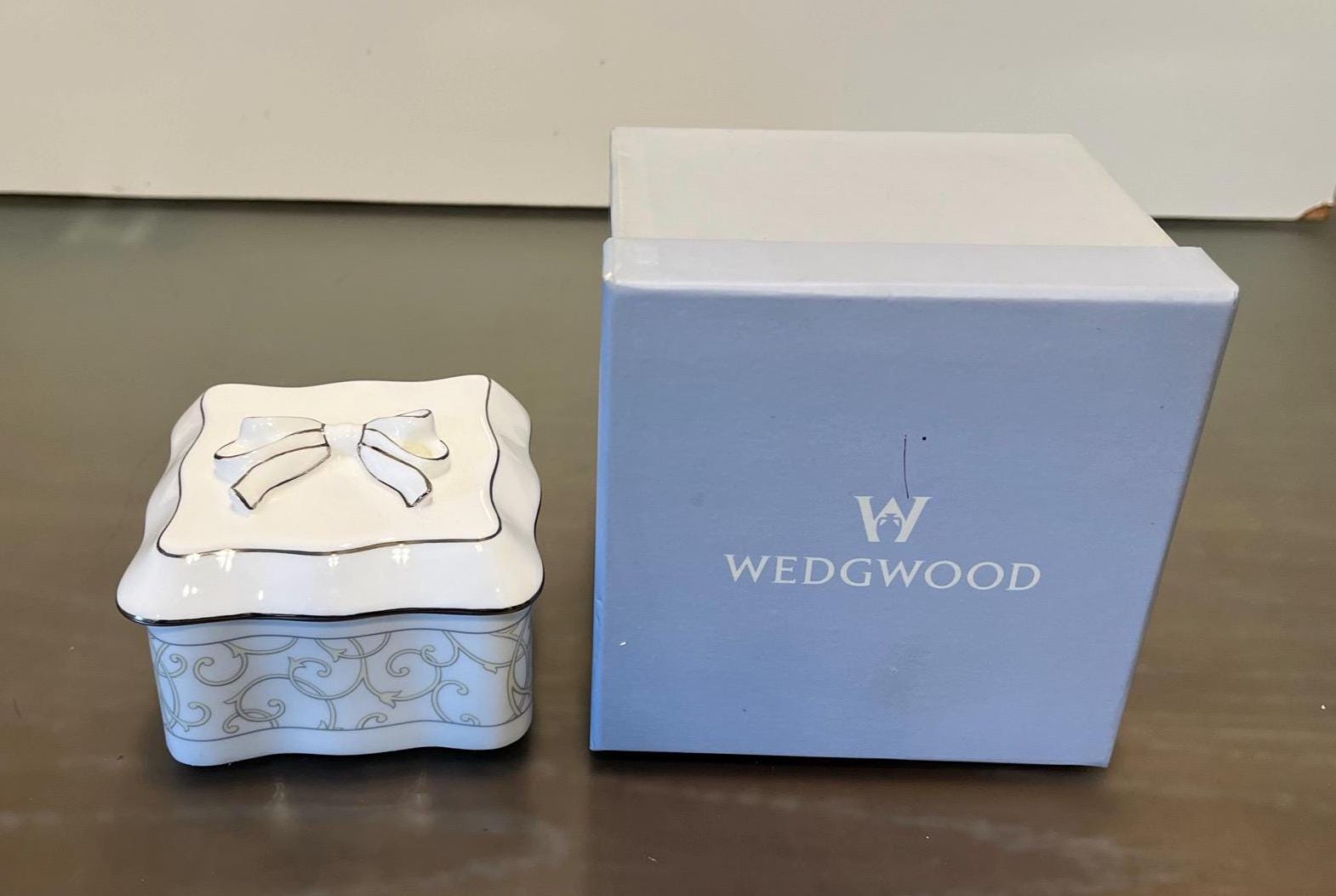 Vintage Wedgwood Trinket Box, Wedgwood Celestial Platinum Box 