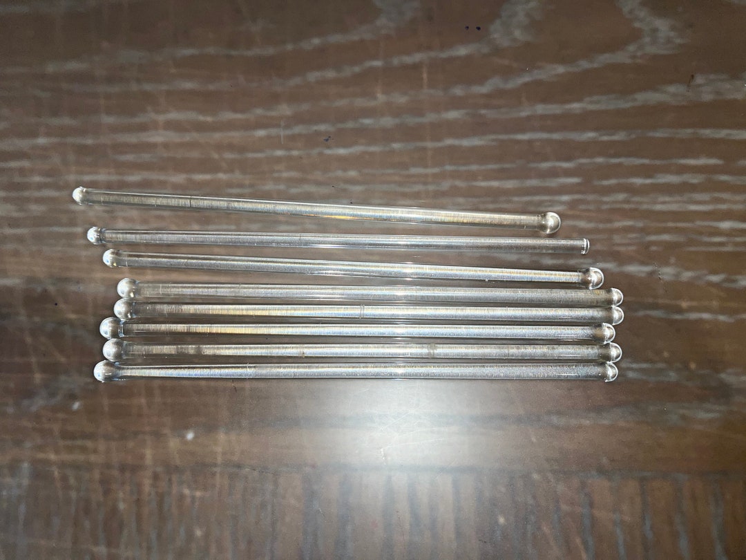 8 Vintage Glass Stir Sticks, Mid Century Bar Ware, 6 1/2 Glass Drink