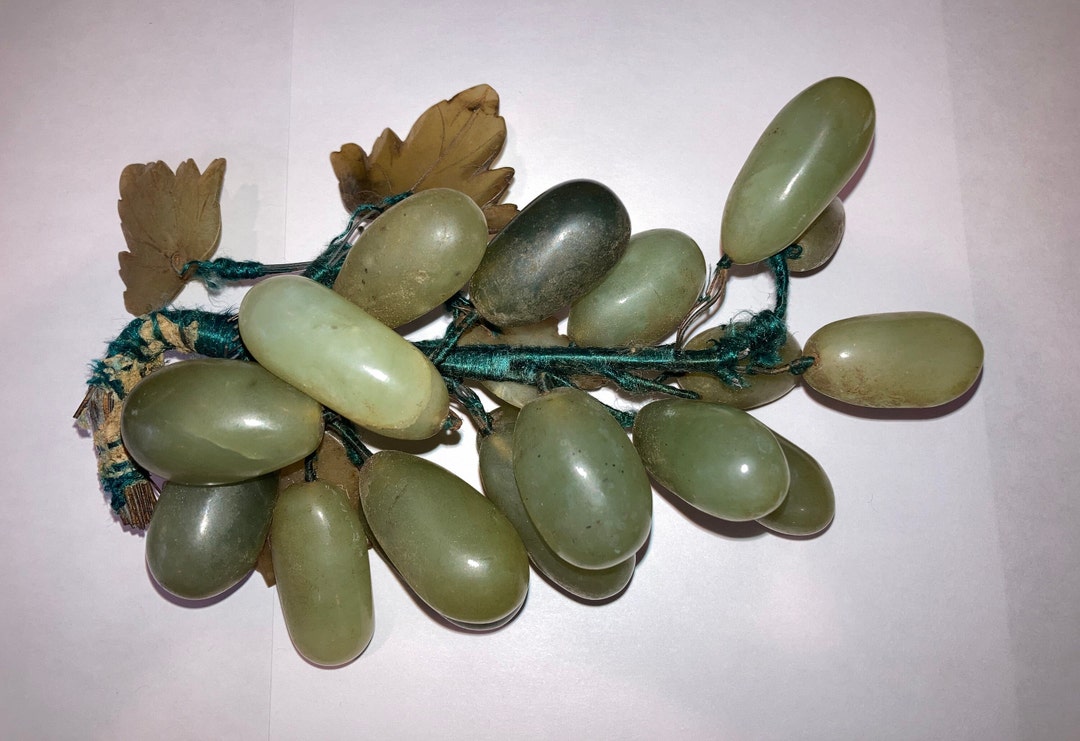 Vintage Jade Grape Cluster Natural Jade Grapes Green Bunch Etsy