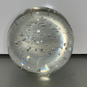 Mid Century Glass Controlled Bubble Paperweight, 2 3/4&quot; Clear Vintage Clear Bubble Glass, Vintage Bubble Glass Paper Weight, READ