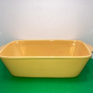 Vintage Bauer La Linda bakform, Bauer USA gul avlång form, Bauer Pottery La Linda gul 11" brödform, Bauer La Linda gul, LÄS