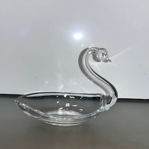 Vintage Duncan and Miller Swan, Tiffin Art Glass Swan, Vintage Swan Nut Dish, Swan Candy Dish, Mint