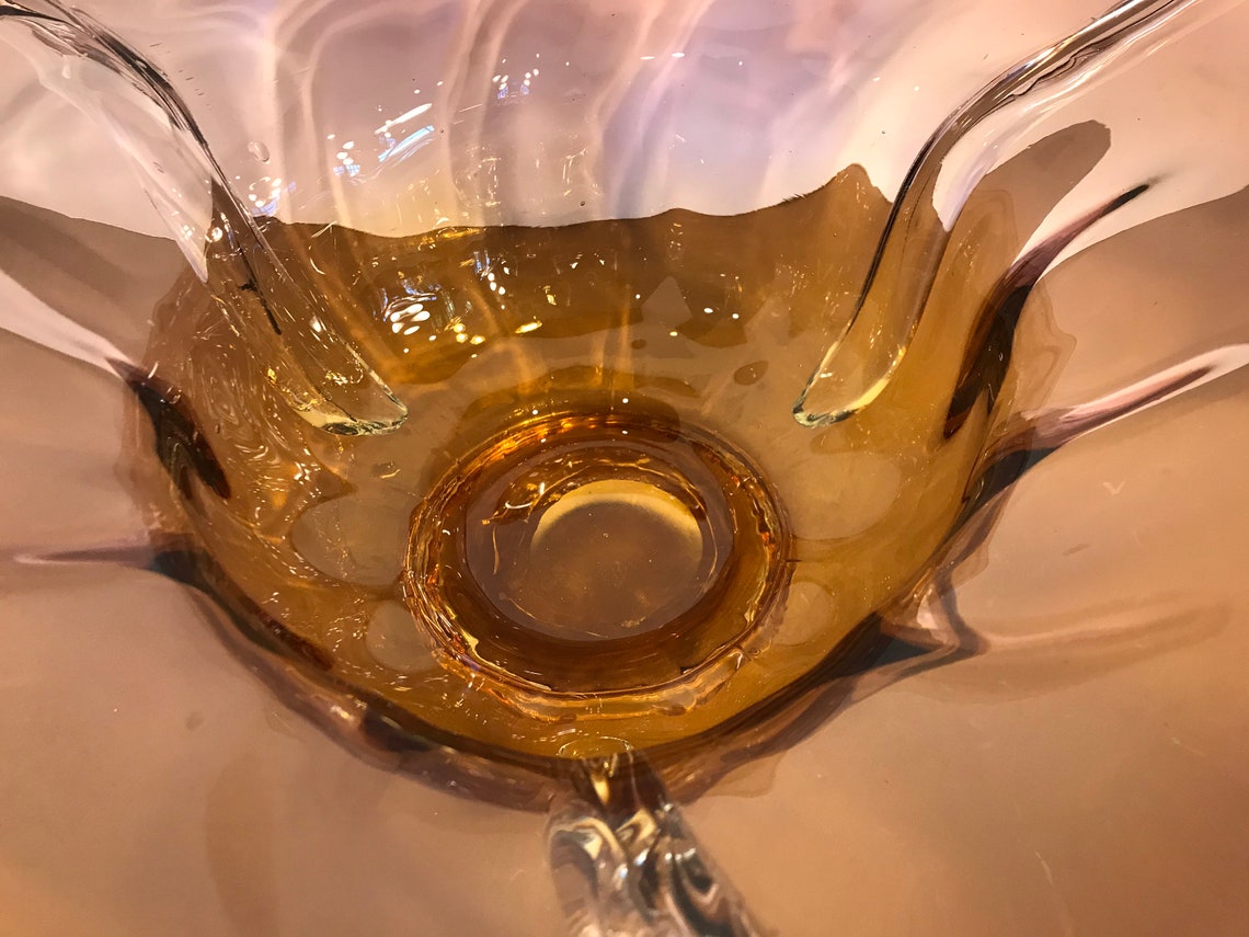 Mid Century Clear Art Glass Coffee Table Bowl Murano Rose and Etsy