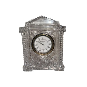 Waterford 4 1/2" Acropolis Clock, Waterford 4 1/2" Desk Clock, Signed Waterford Ireland Clock, Working Waterford Faceted Clock, Good
