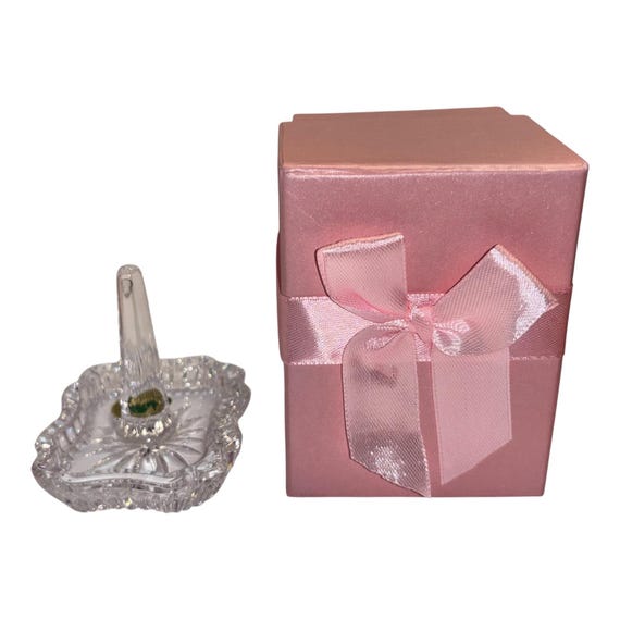 Waterford Ring Dish, Waterford Lismore Ring Dish, Oblong fluted Ring Holder, Waterford Crystal Ring Dish, Waterford Gifts, in Pink gift box