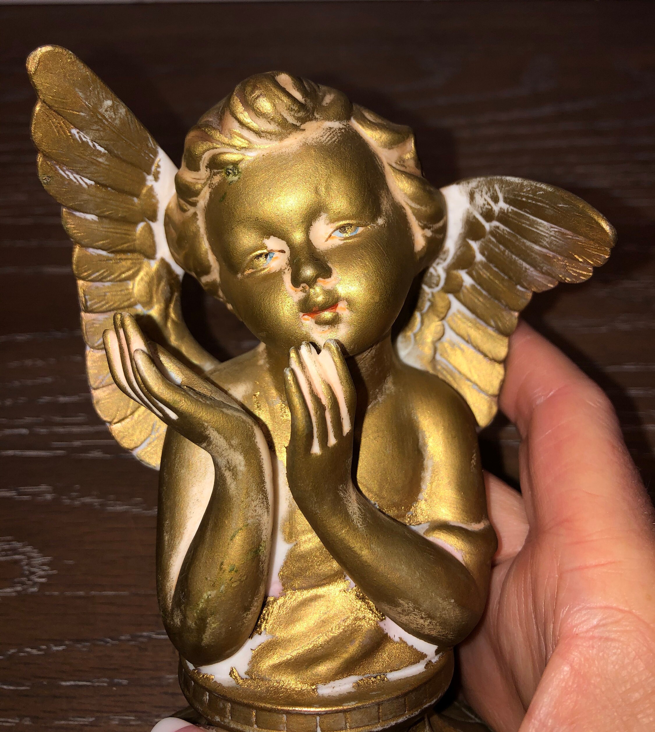 Vintage Gold Angel Bust Mid Century Gold Painted Bisque | Etsy