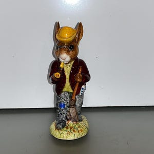 Vintage Royal Doulton Bunnykins Autumn Days, 1972 Royal Doulton England Bunnykins, Royal Doulton  Bunnykins Papa Sweeping Leaves, Mint