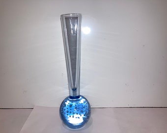 Vintage Bubble Glass lt Blue Tint Bud Vase, 6" Controlled Bubble Ball Vase, Controlled Bubble Blue Vase, Mid Century Ball Vase, Mint