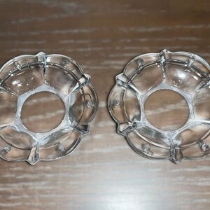 2 Antique Candle Drip Protectors, Vintage Glass Bobeches, Vintage Chandelier Candle Protectors, 3 1/4" Chandelier Bobeche Cups, 6 Prism Cups