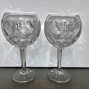 2 Vintage Waterford Millennium PEACE Goblet Glasses, Waterford Wine PEACE, Signed Waterford, Waterford Balloon Stems Peace, Mint