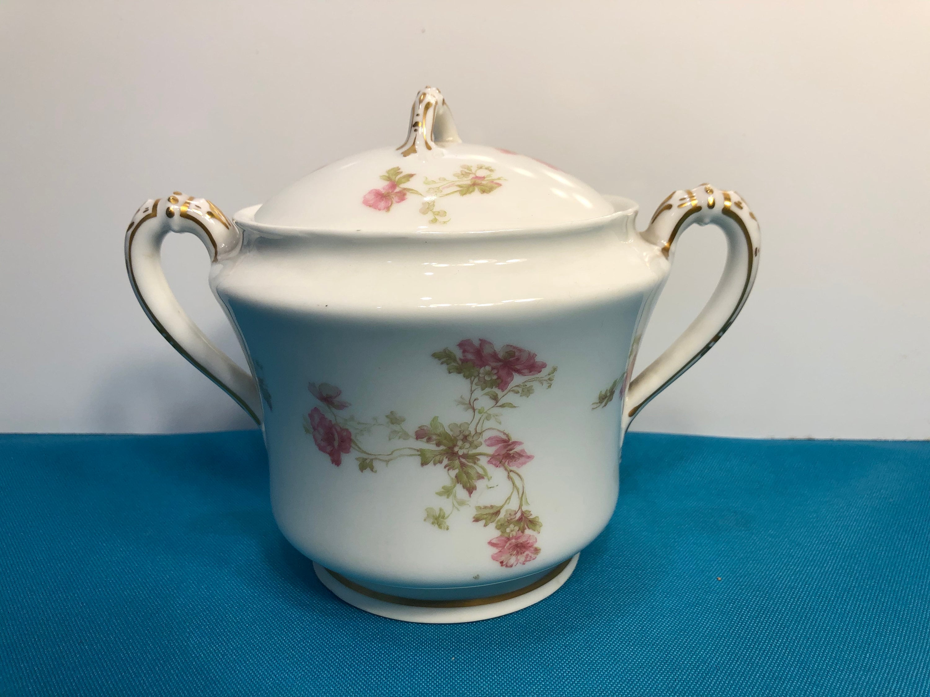 Haviland Limoges Pink Roses Lidded Sugar, Vintage Limoges Roses