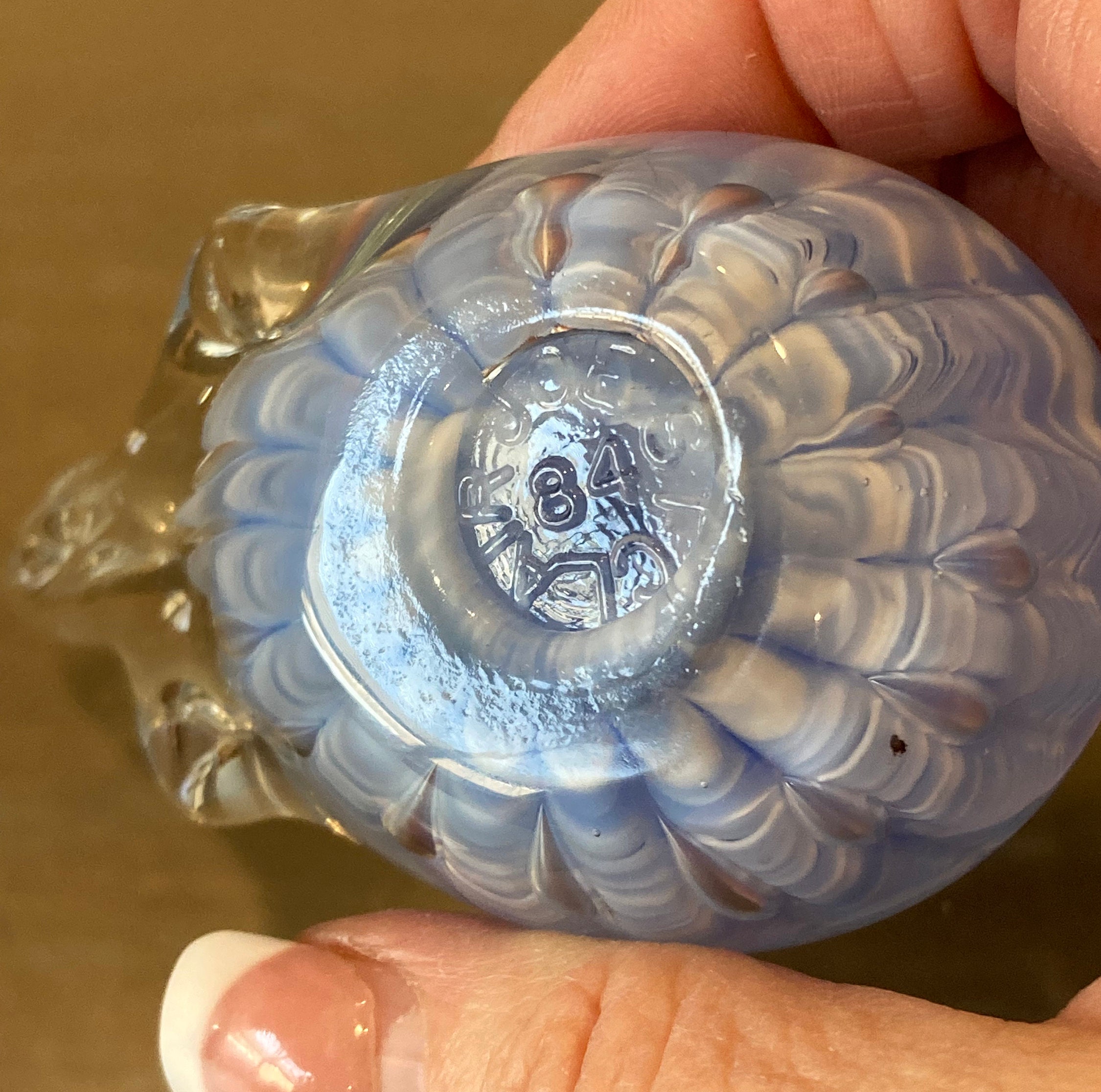Joe St Clair 84 Art Glass Bird, Blue Art Glass Bird Joe St