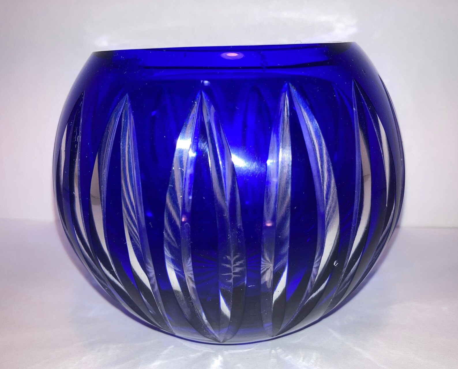 Bohemian Cobalt Etched Rose Vase Bohemian Cobalt Blue Clear Etsy