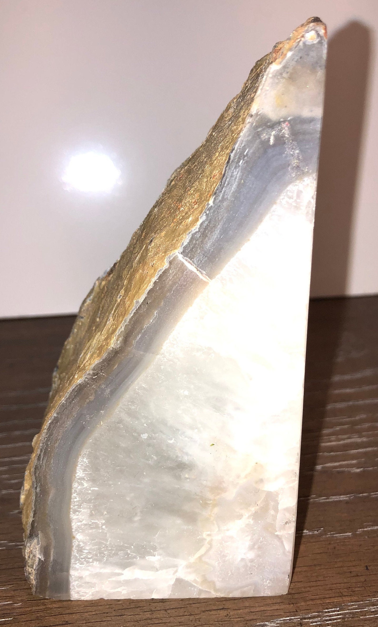 Polished Crystal Geode Bookend Vintage Polished Clear Quartz Etsy