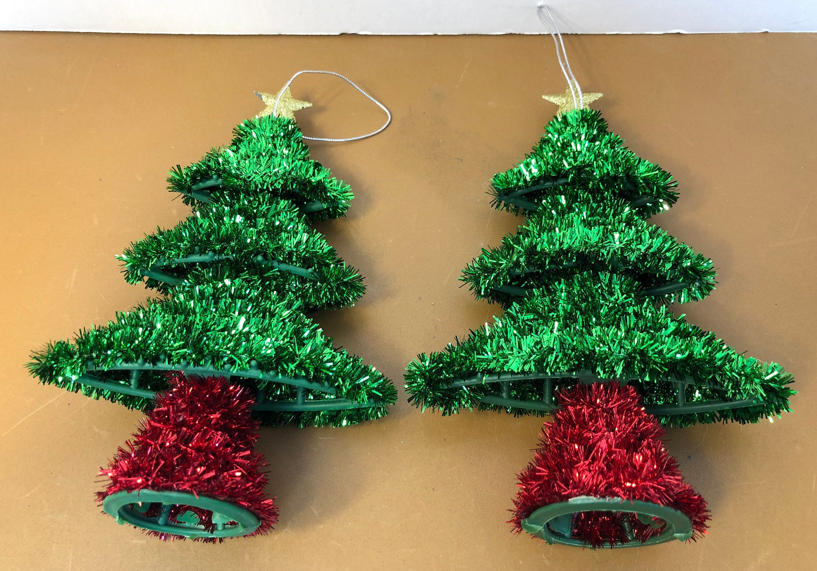 Pair of Vintage Tinsel Trees Merry Christmas Trees Tinsel Etsy