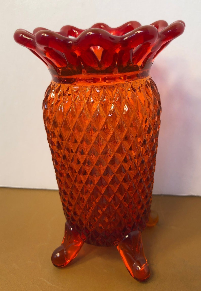 Vintage Imperial Orange Bud Vase Amberina Depression Glass Etsy