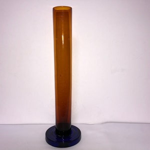 Mid Century Gold Cobalt Vase, Vintage Cylinder Vase 10", Mid Century Cobalt Vase, Gold Cylinder Bud Vase
