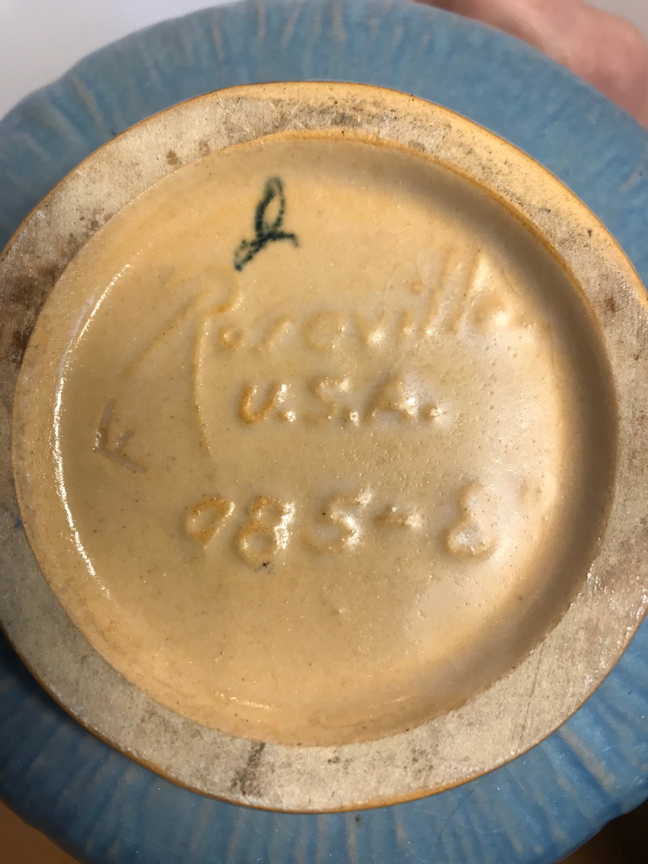 Vintage Roseville Notched Rim Vase 985 Blues with White Roses Etsy