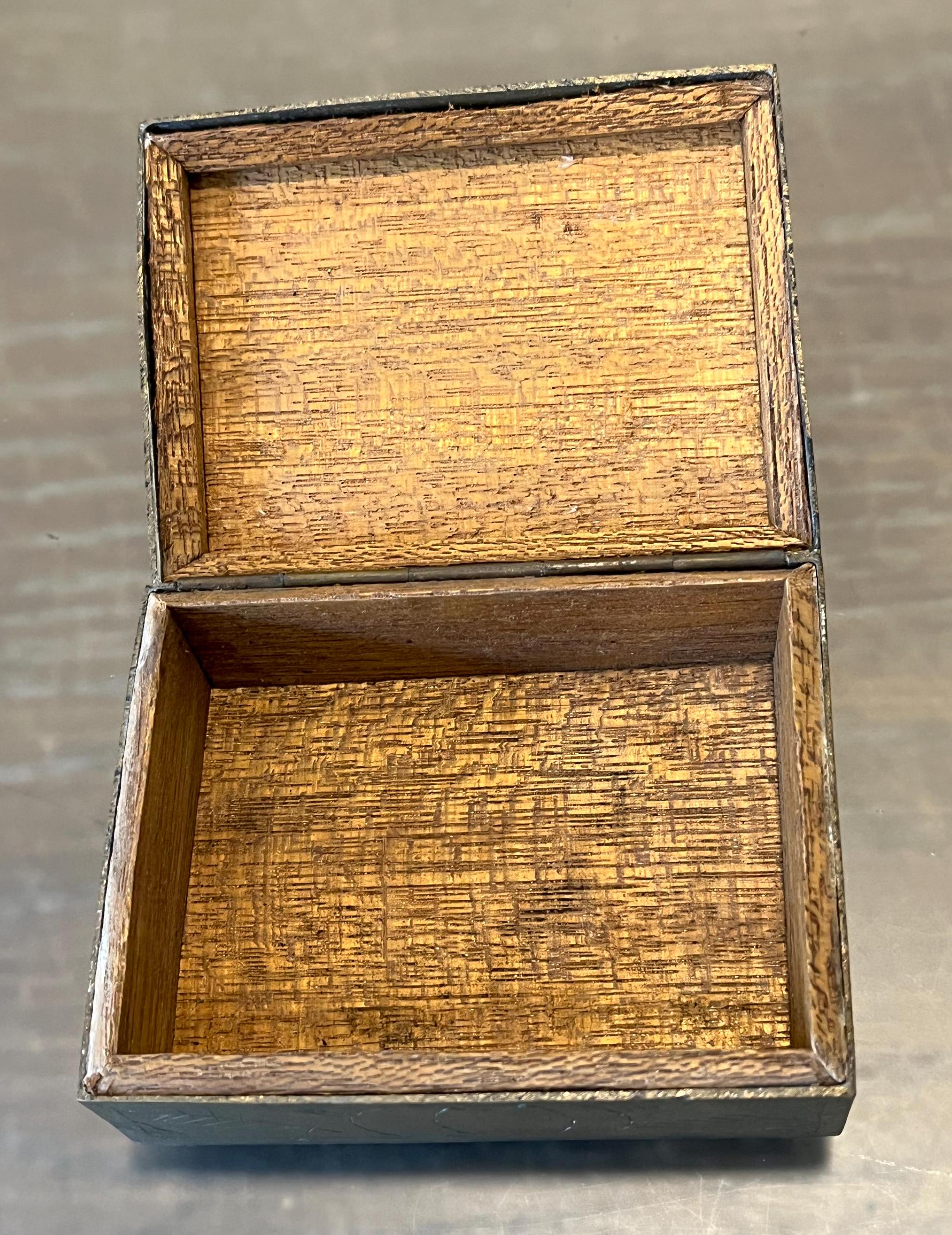 MCM Brass Footed Box, Brass Chinese Cigarette Box, Wood
