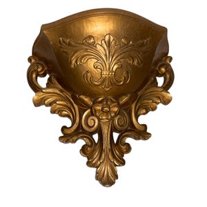 Vintage Homco 6050 Wall Pocket, Gold Wall Decor, Gold Plastic Wall Planter, Gold Wall Sconce Decor, Vintage Gold Wall Decor, Good
