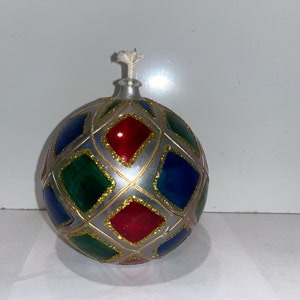Painted Christmas Ball Oil Lamp, Painted Christmas Glass Oil Lamp, Art Glass Oil Lamp, 4&quot; Christmas Oil Burner, Art Glass Lamp with Wick
