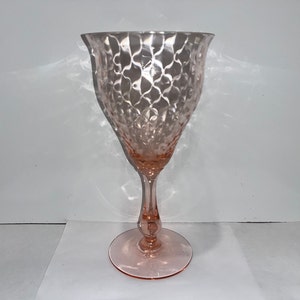 Pink Depression Glass Goblet, Vintage Pink Swirl Depression Glass, 7&quot; Pink Optic Swirl Stemmed Glass, Depression Goblet, Mint